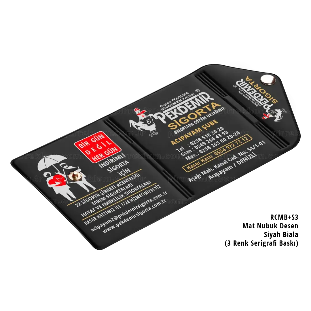 Cıt Cıt Kapaklı Mat Biala Ruhsat Kabı Siyah Üç Renk