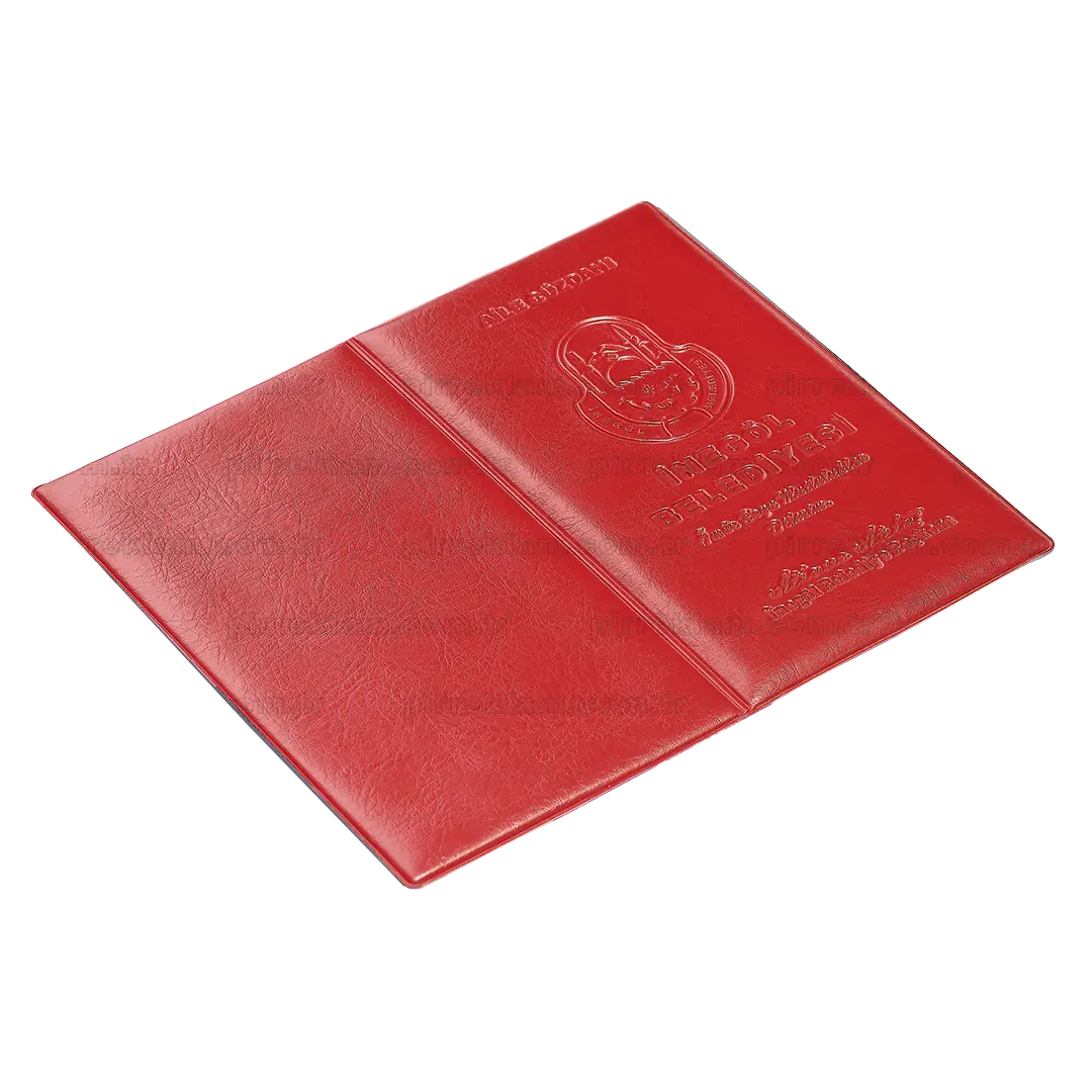 Lüks Kalın Deri Desen Biala Evlilik Cüzdanı Kılıfı kırmızı a