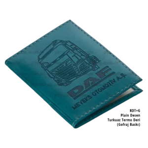 Dikişli Lüks Desenli Termo Deri Ruhsat Kabı Plain Turkuaz RDTL+G