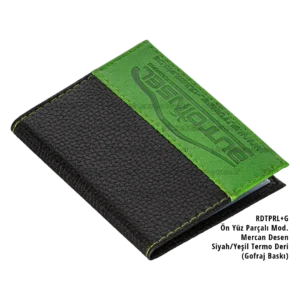 Dikişli Ön Yüz Parçalı Lüks Desenli Ruhsat Kabı Cordoba Siyah/Yeşil RDTPRL+G