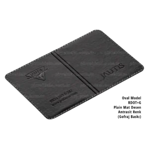 Dikişli Oval Kenar Mat Termo Deri Ruhsat Kabı Siyah