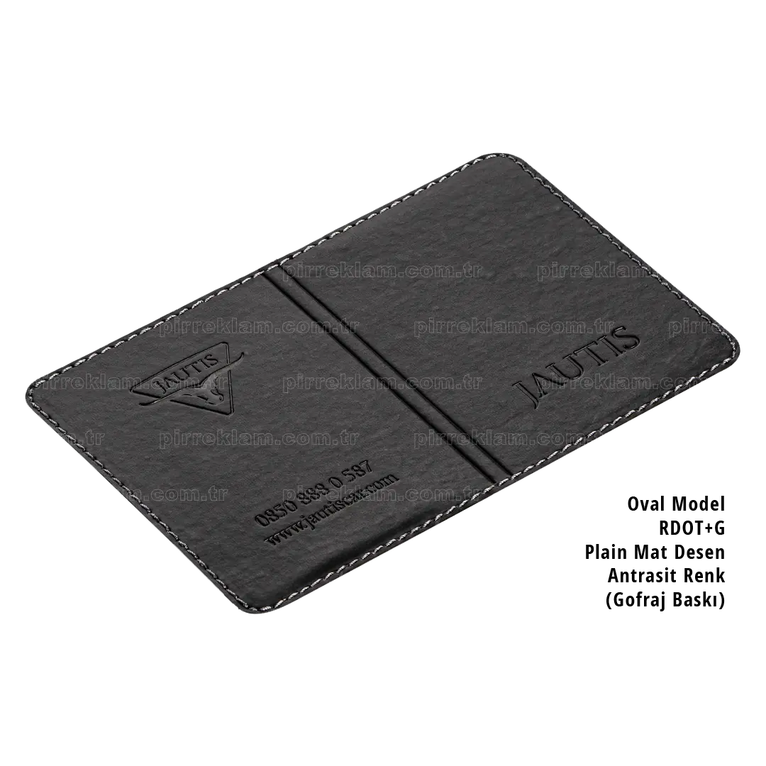 Dikişli Oval Kenar Mat Termo Deri Ruhsat Kabı Siyah
