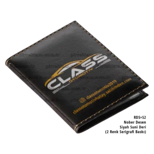 Dikişli Suni Deri Ruhsat Kabı Siyah Kolej Desen RDS+S2